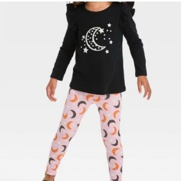 Nwt Girls' Moon 'Glow in the Dark'Long Sleeve Top & Leggings Set - Cat& Jack - Picture 6 of 6